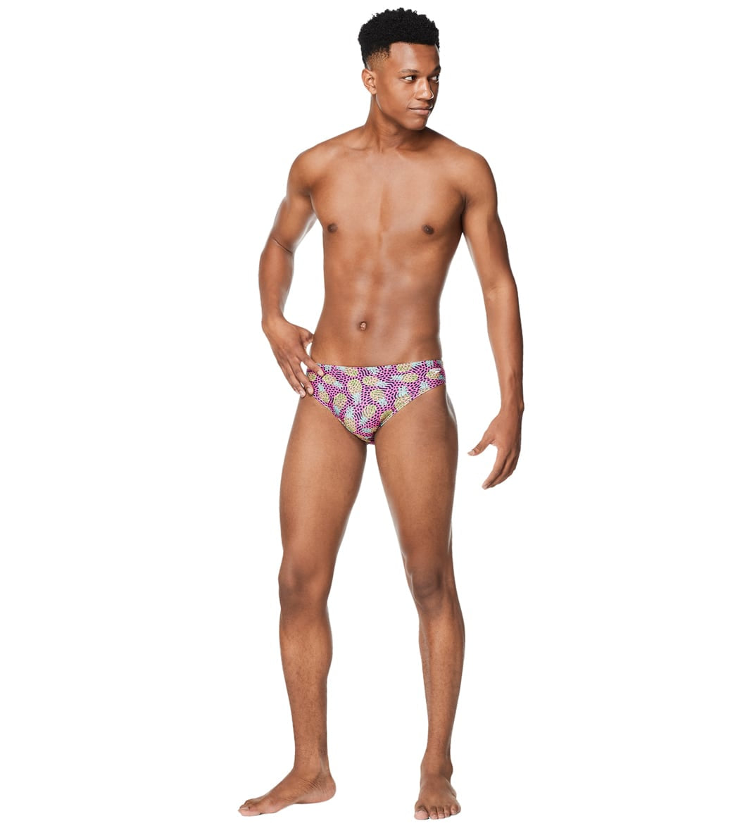 Speedo Vibe Men's Printed One Brief Swimsuit Pineapple Party