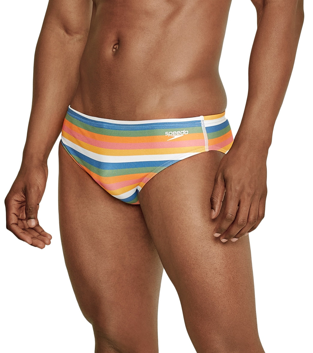  Speedo Vibe Men's Printed One Brief Swimsuit Multi Stripe