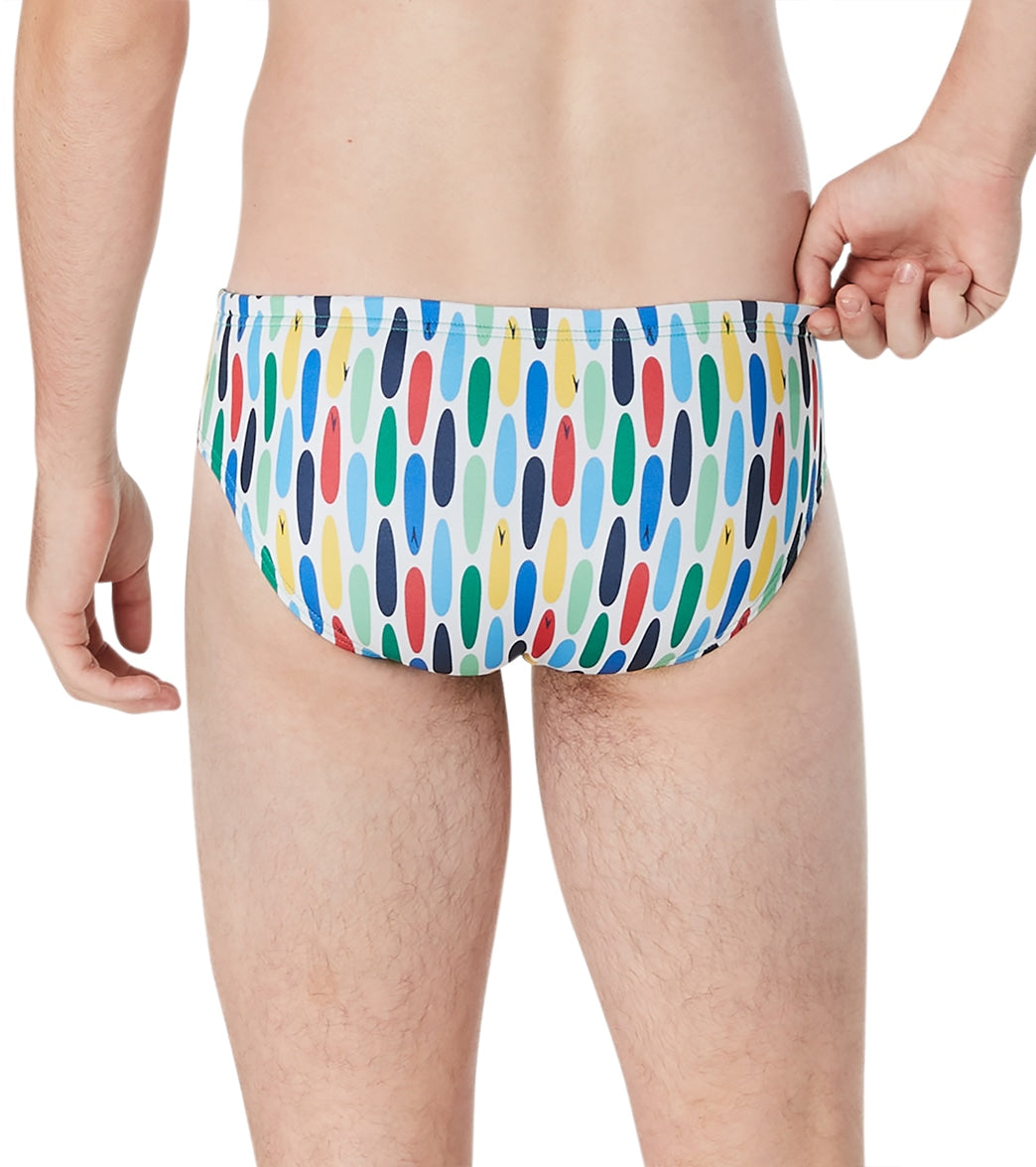  Speedo Vibe Men's Printed One Brief Swimsuit Wave Crusher/Bright White