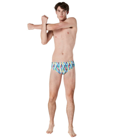 Speedo Vibe Men's Printed One Brief Swimsuit Wave Crusher/Bright White