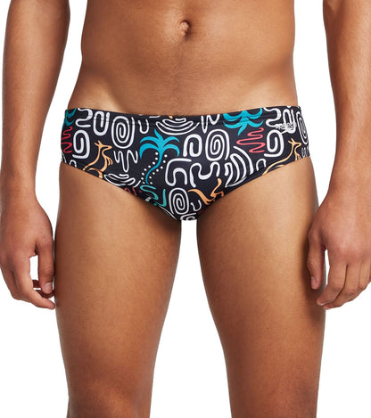  Speedo Vibe Men's Printed One Brief Swimsuit Jump Around