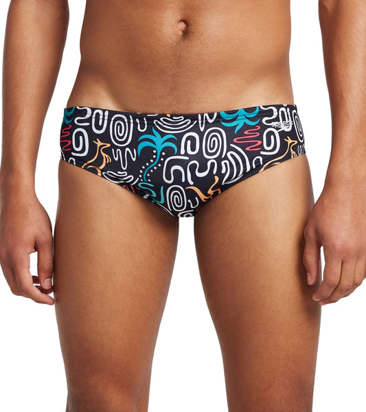  Speedo Vibe Men's Printed One Brief Swimsuit Jump Around