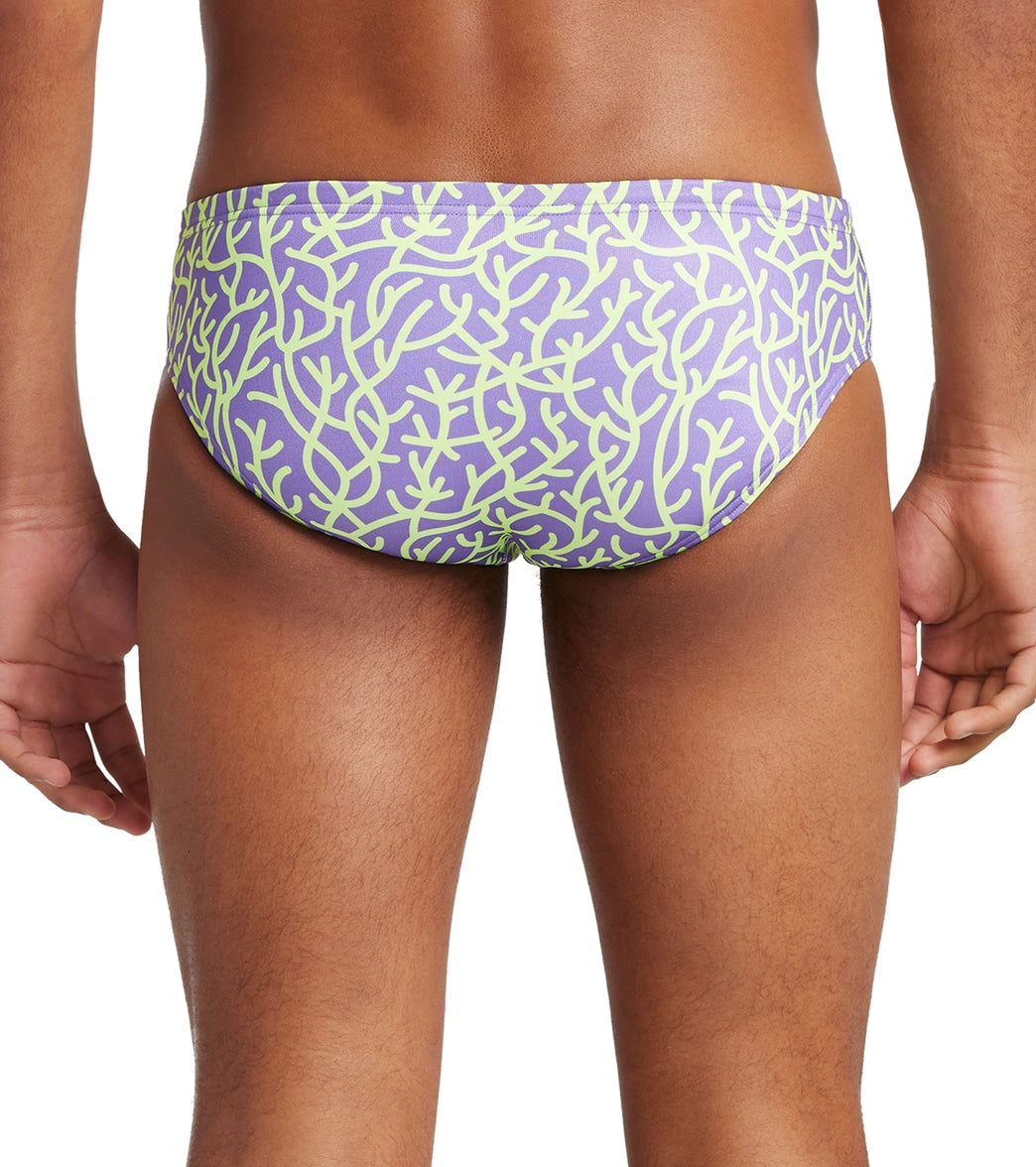  Speedo Vibe Men's Printed One Brief Swimsuit Coral Flow