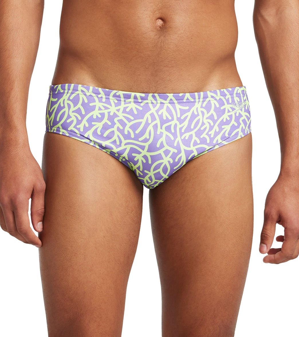  Speedo Vibe Men's Printed One Brief Swimsuit Coral Flow