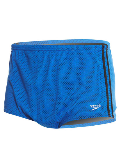  Speedo Solid Poly Mesh Square Leg Swimsuit