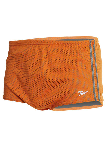  Speedo Solid Poly Mesh Square Leg Swimsuit