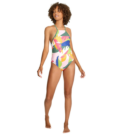  Speedo Vibe Women's Printed High Neck One Piece Swimsuit