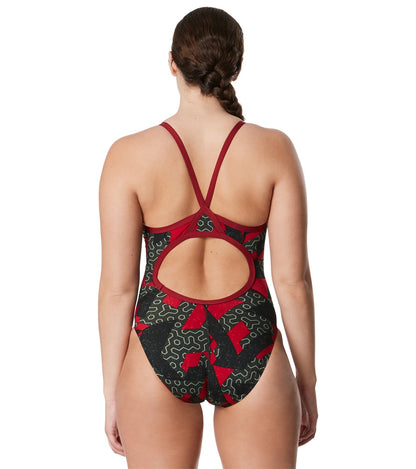  Speedo Women's Ruse Blocks Flyback One Piece Swimsuit