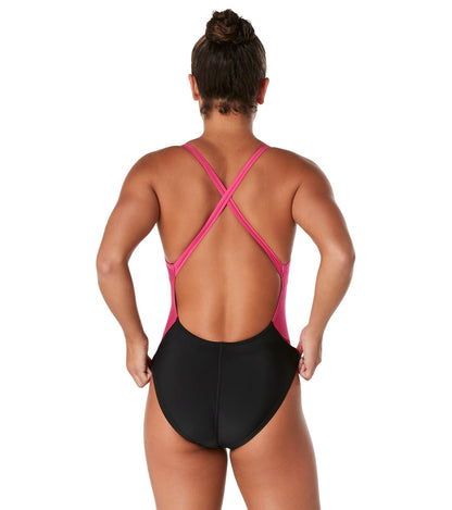  Speedo Women's Color Block Relay Back One Piece Swimsuit