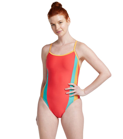  Speedo Vibe Women's Colorblock One Back One Piece Swimsuit