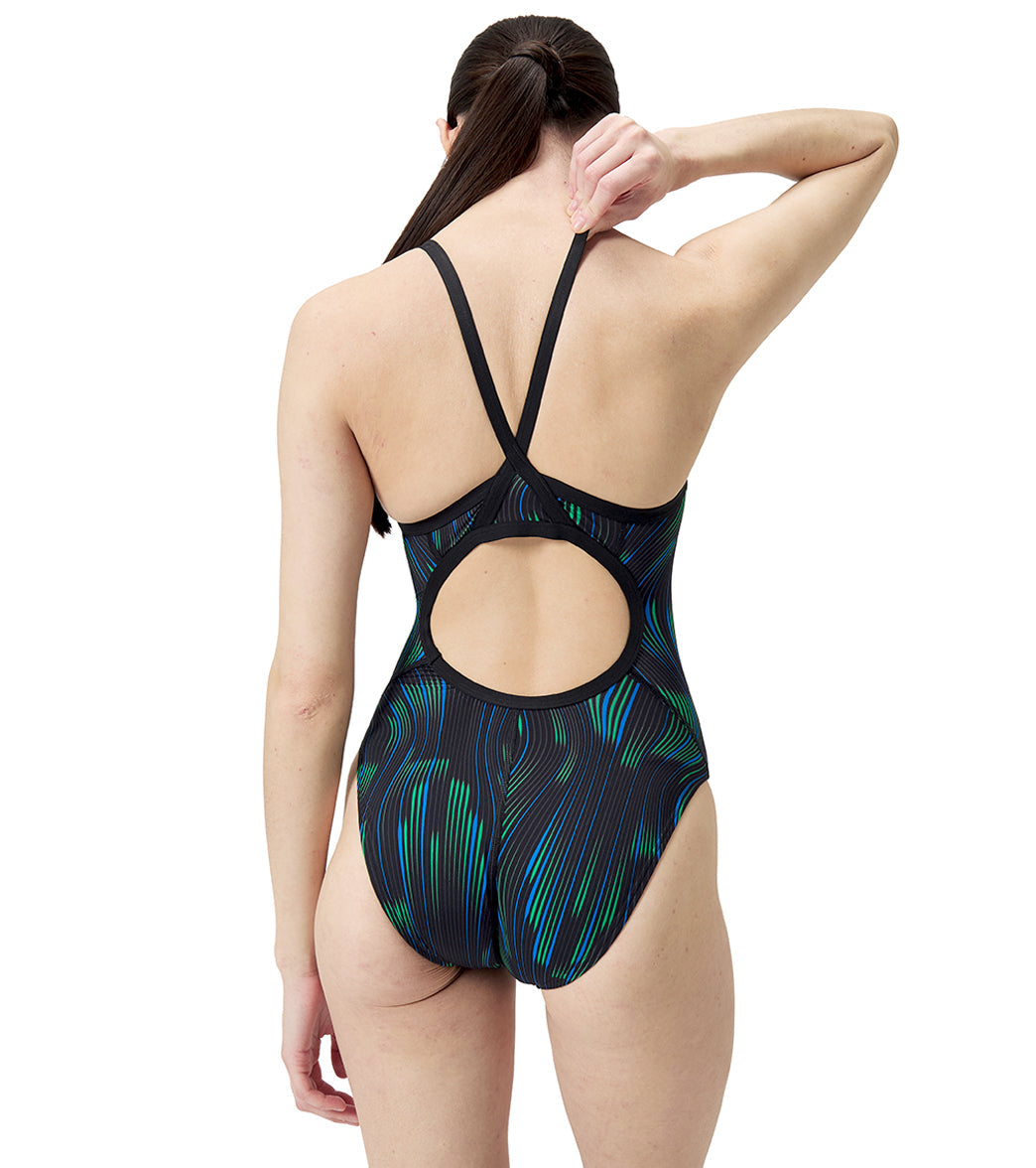  Speedo Women's Space Train Flyback One Piece Swimsuit