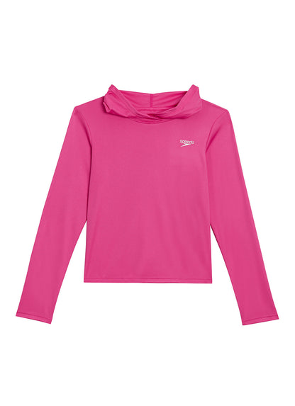  Speedo Girls' Long Sleeve Hooded Swim Tee (Big Kid)
