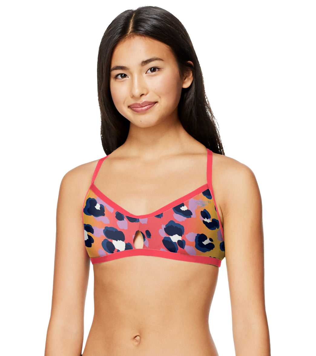  Speedo Women's Printed Keyhole Tie Back Bikini Top