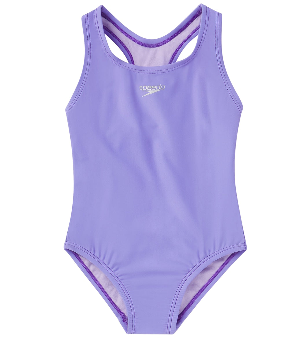  Speedo Girls' Solid Racerback One Piece Swimsuit (Little Kid, Big Kid)