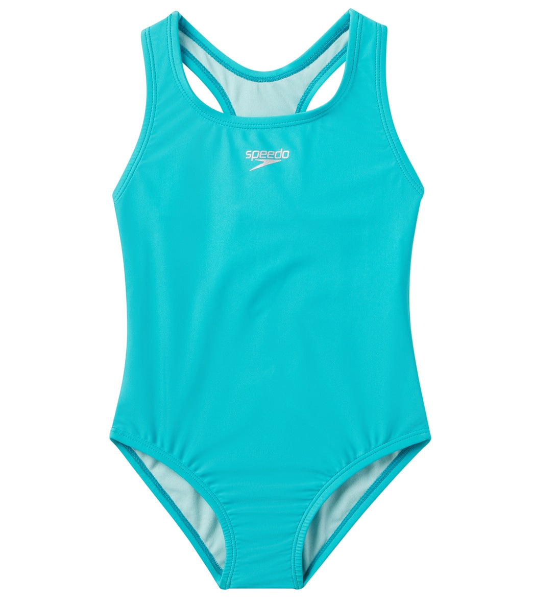  Speedo Girls' Solid Racerback One Piece Swimsuit (Little Kid, Big Kid)