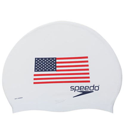  Speedo Silicone US Flag Swim Cap